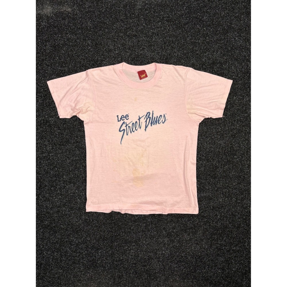 Vintage 80s Lee Street Blues T Shirt Pink Made in USA Graphic Tee Medium